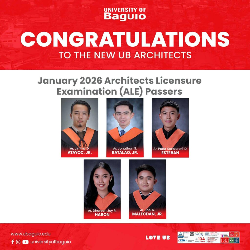 UB Proudly Congratulates the 2026 Licensure Examination Passers From the School of Engineering and Architecture